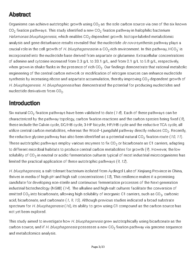 Guoqiang ChenA new autotrophic CO2 fixation pathway in Halomonas linked to nucleotide synthesis Page2