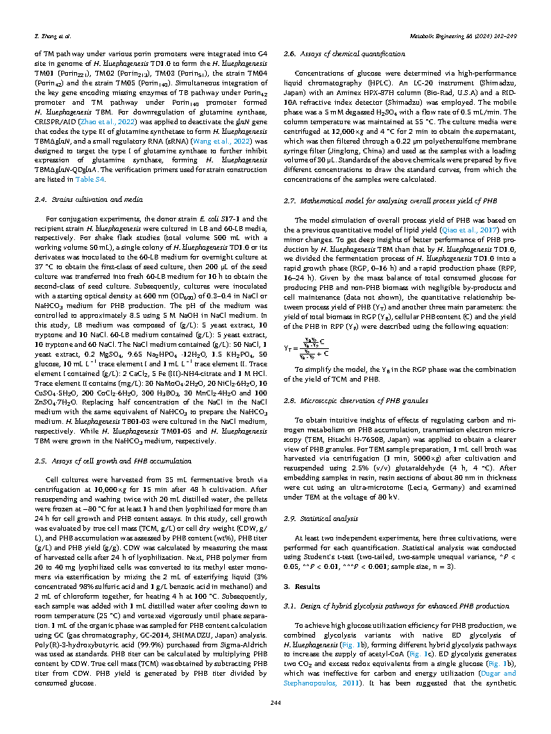Zhongnan ZhangEngineering Halomonas bluephagenesis for synthesis of polyhydroxybutyrate Page3