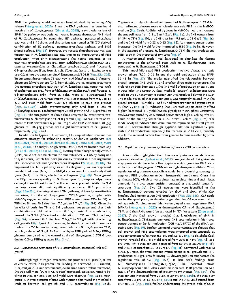 Zhongnan ZhangEngineering Halomonas bluephagenesis for synthesis of polyhydroxybutyrate Page4