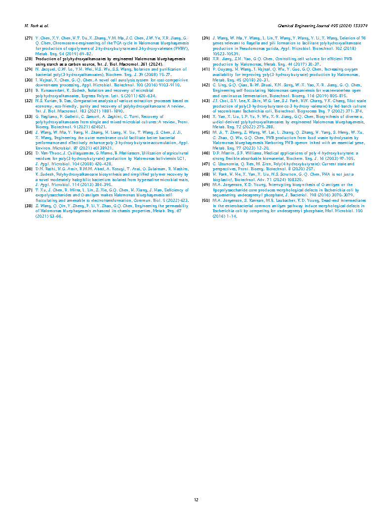 Helen ParkEngineering EPS in Halomonas bluephagenesis leads to self-flocculation and filamentation for convenient downstream processing Page12