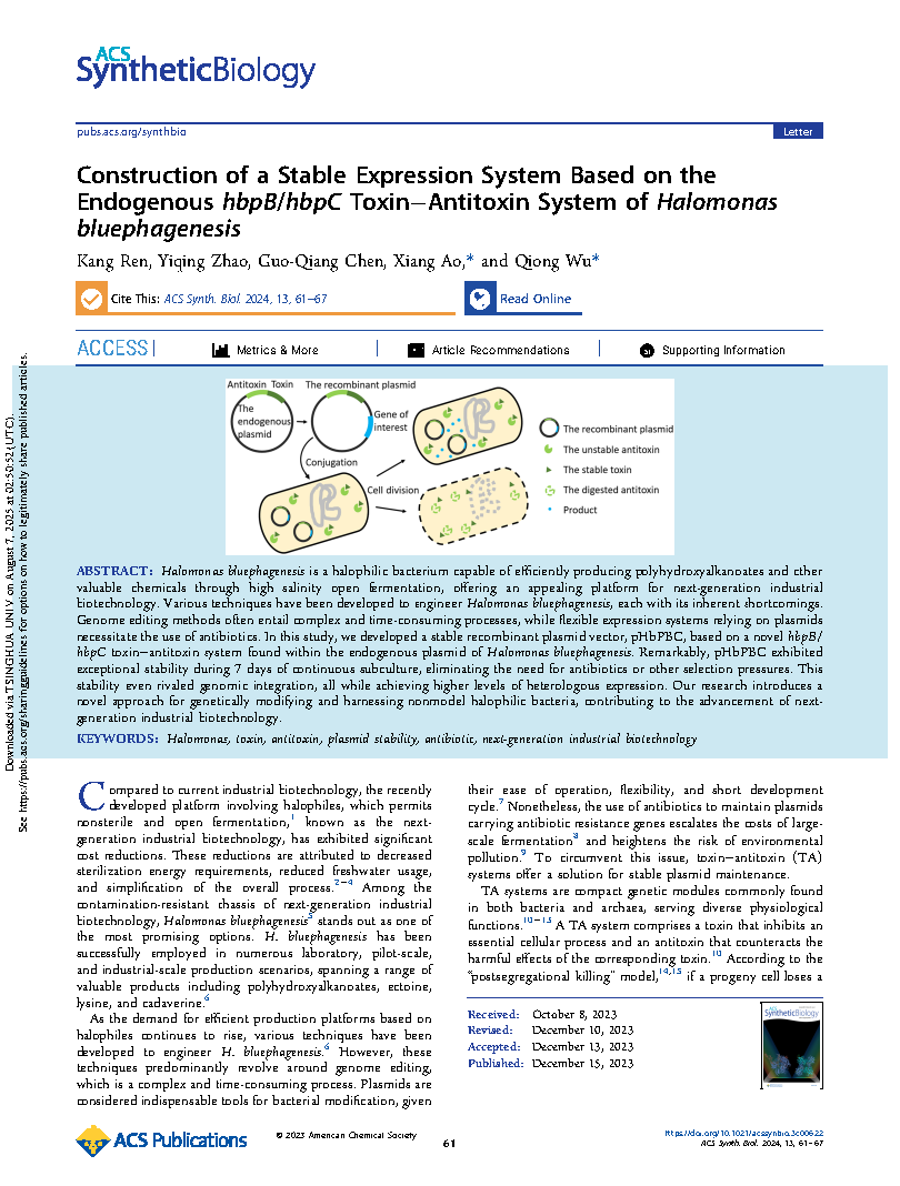 Kang RenConstruction of a Stable Expression System Based on the Page1