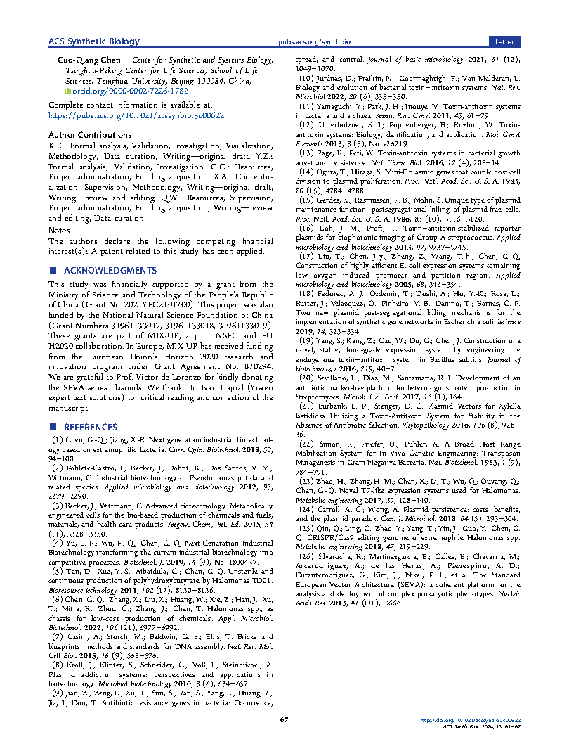 Kang RenConstruction of a Stable Expression System Based on the Page7