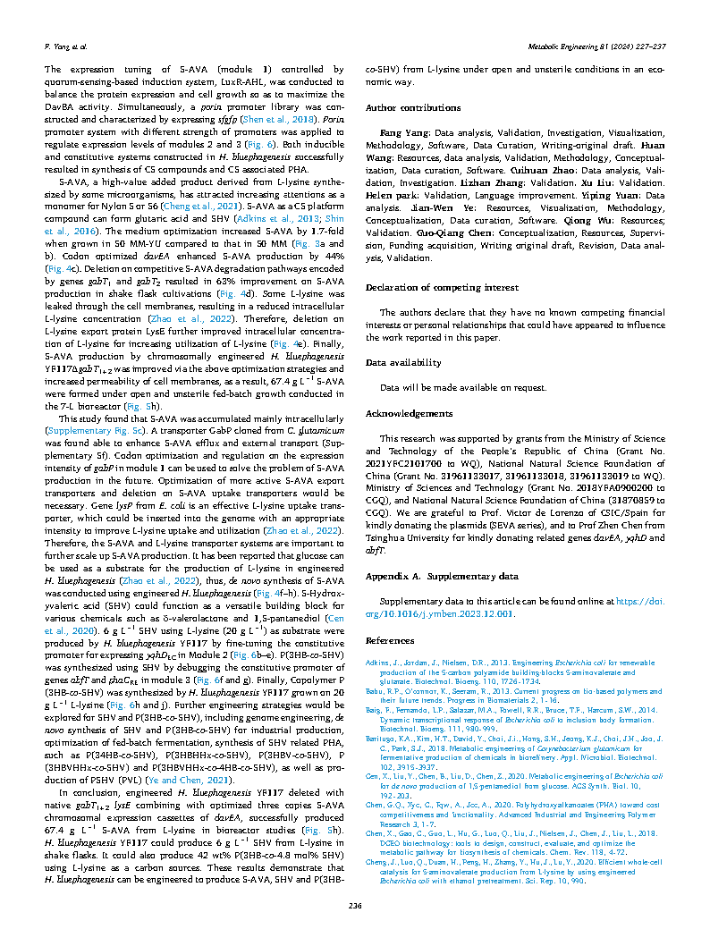 Fang YangMetabolic engineering of Halomonas bluephagenesis for production of five Page10