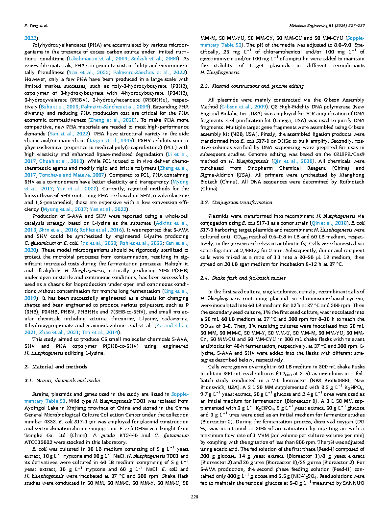 Fang YangMetabolic engineering of Halomonas bluephagenesis for production of five Page2